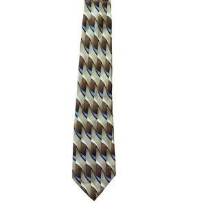 Gian Franco Ruffini Beautiful 100% silk tie. Blue and shades of brown pattern.